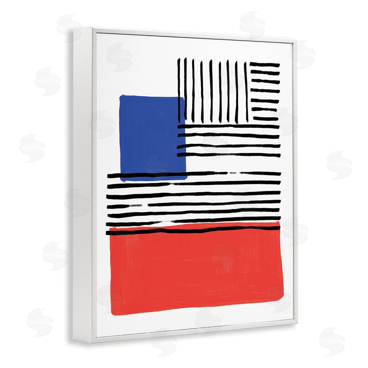 Alison Tauber Abstract Geometric Red Blue Blocks Bold Lines