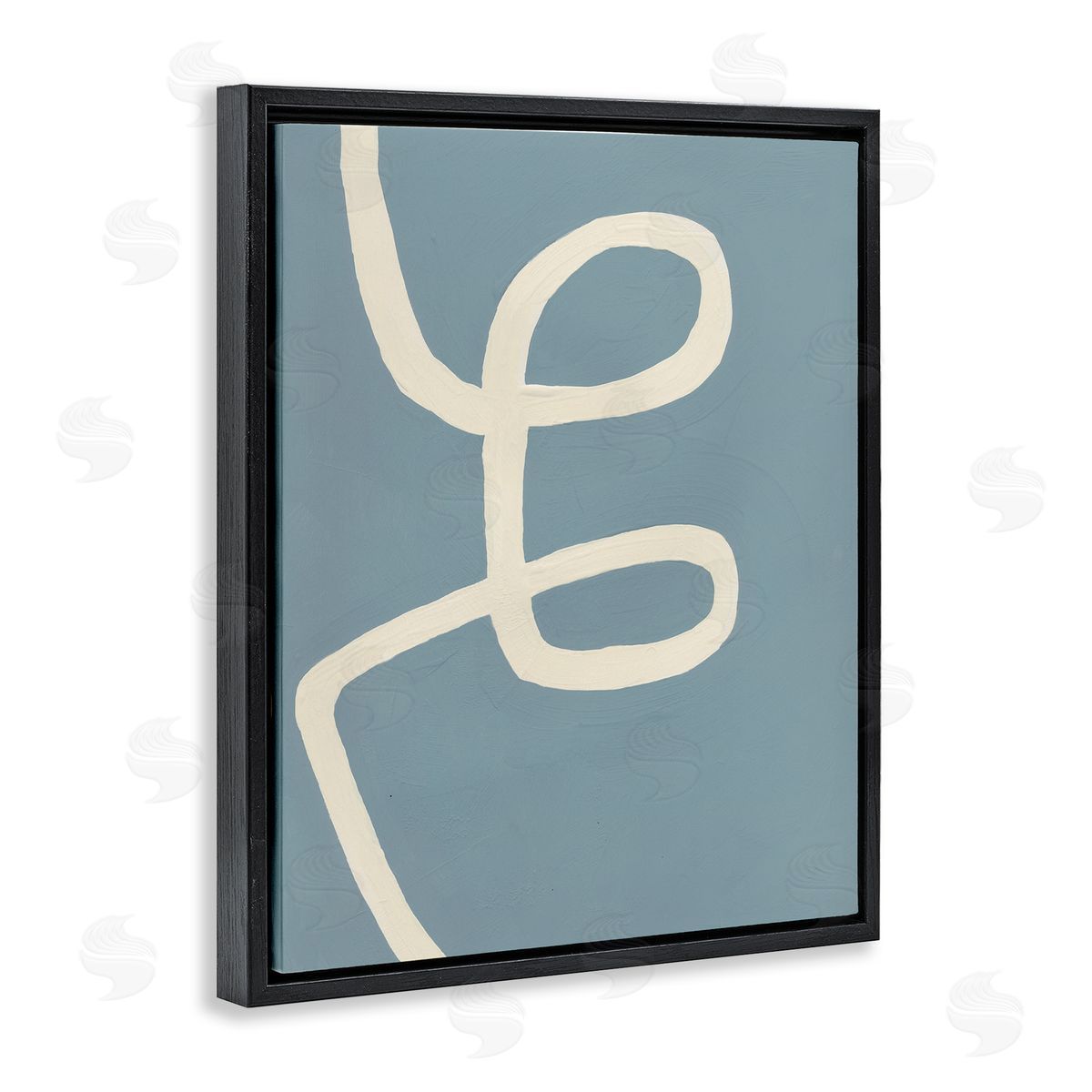 Bronwyn Baker Abstract Curved Line Off-White over Blue