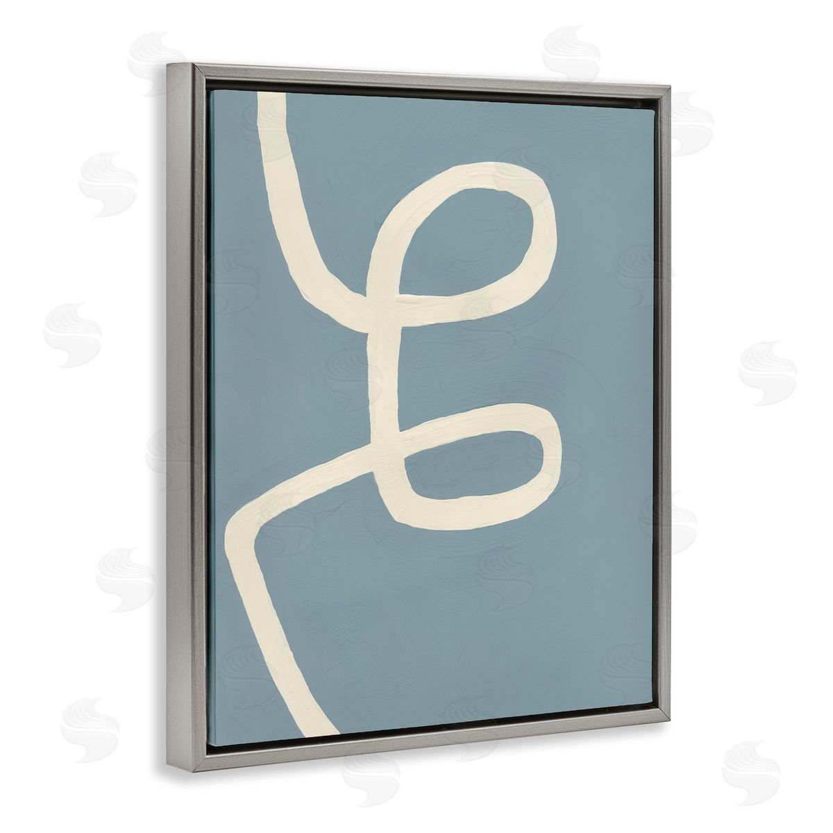 Bronwyn Baker Abstract Curved Line Off-White over Blue