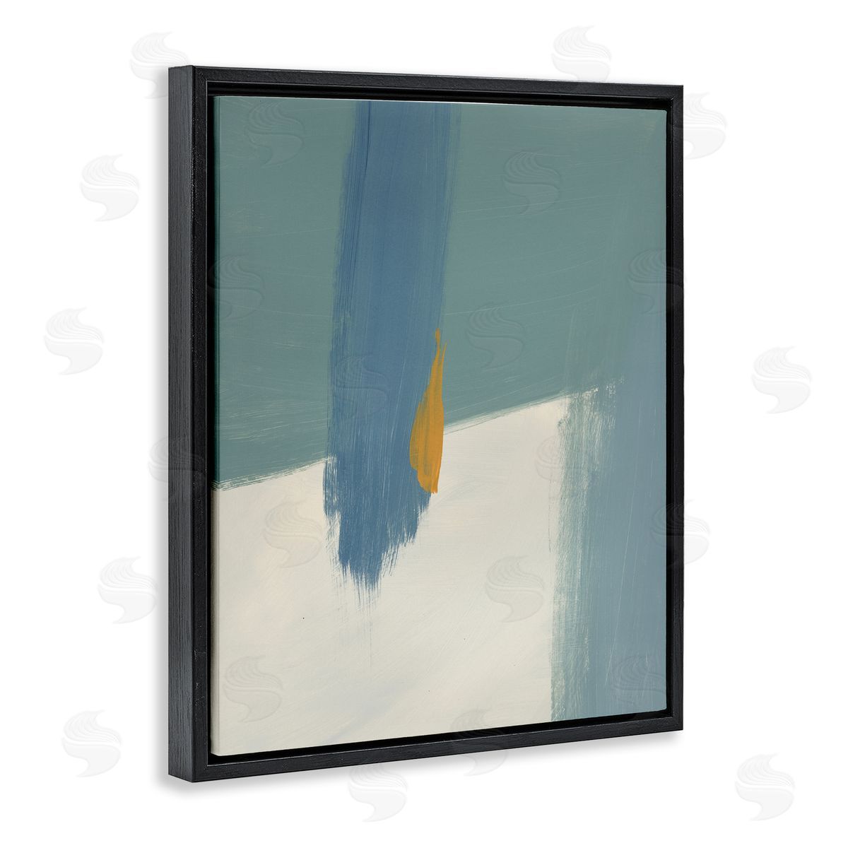 Bronwyn Baker Abstract Blue Green Brush Strokes On Off-White