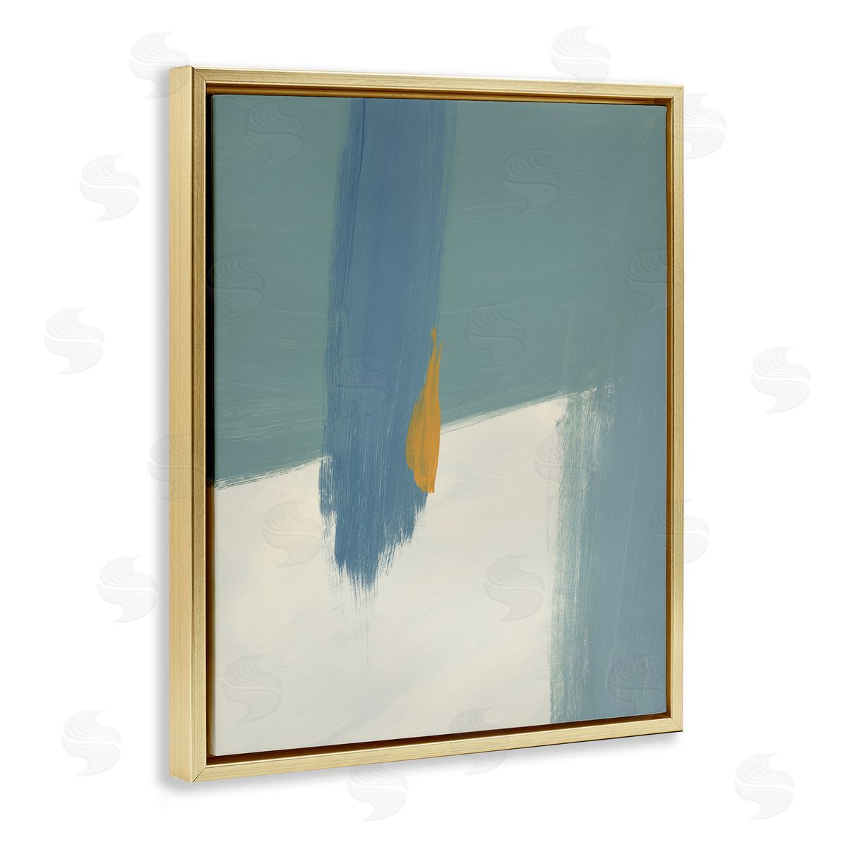 Bronwyn Baker Abstract Blue Green Brush Strokes On Off-White