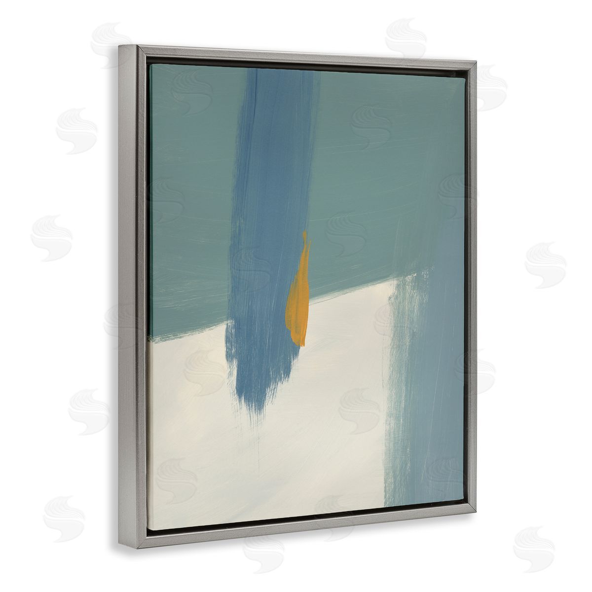 Bronwyn Baker Abstract Blue Green Brush Strokes On Off-White