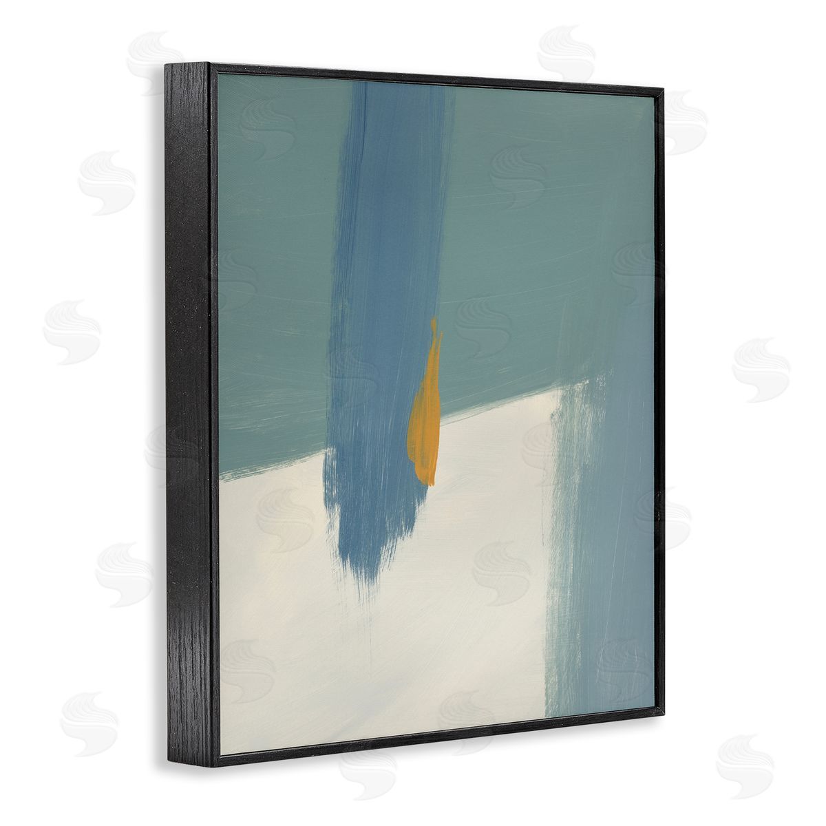 Bronwyn Baker Abstract Blue Green Brush Strokes On Off-White