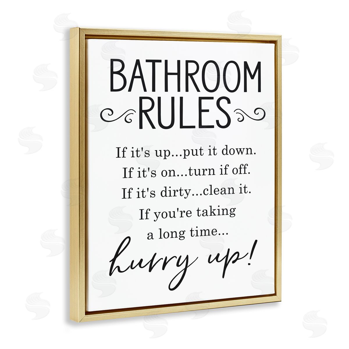 Lettered and Lined Minimal Bathroom Rules Sign Hurry Up Humor