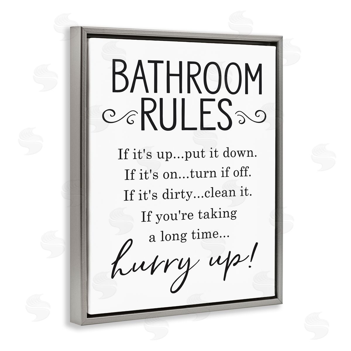 Lettered and Lined Minimal Bathroom Rules Sign Hurry Up Humor