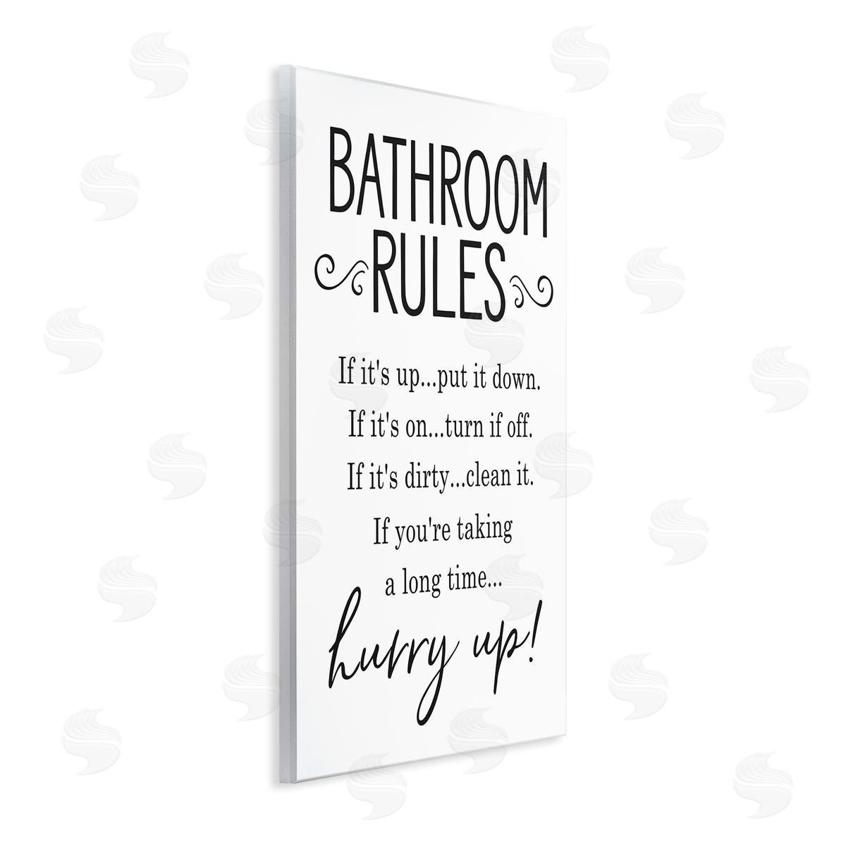 Lettered and Lined Minimal Bathroom Rules Sign Hurry Up Humor