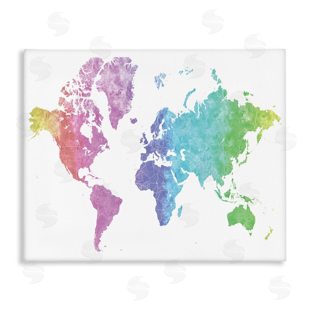 BlursByAI Modern Rainbow Map of the World Transitioning Tones