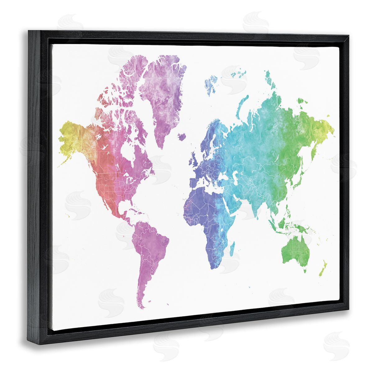 BlursByAI Modern Rainbow Map of the World Transitioning Tones