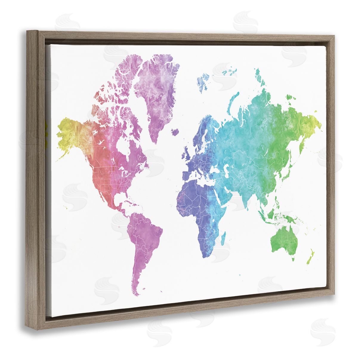BlursByAI Modern Rainbow Map of the World Transitioning Tones