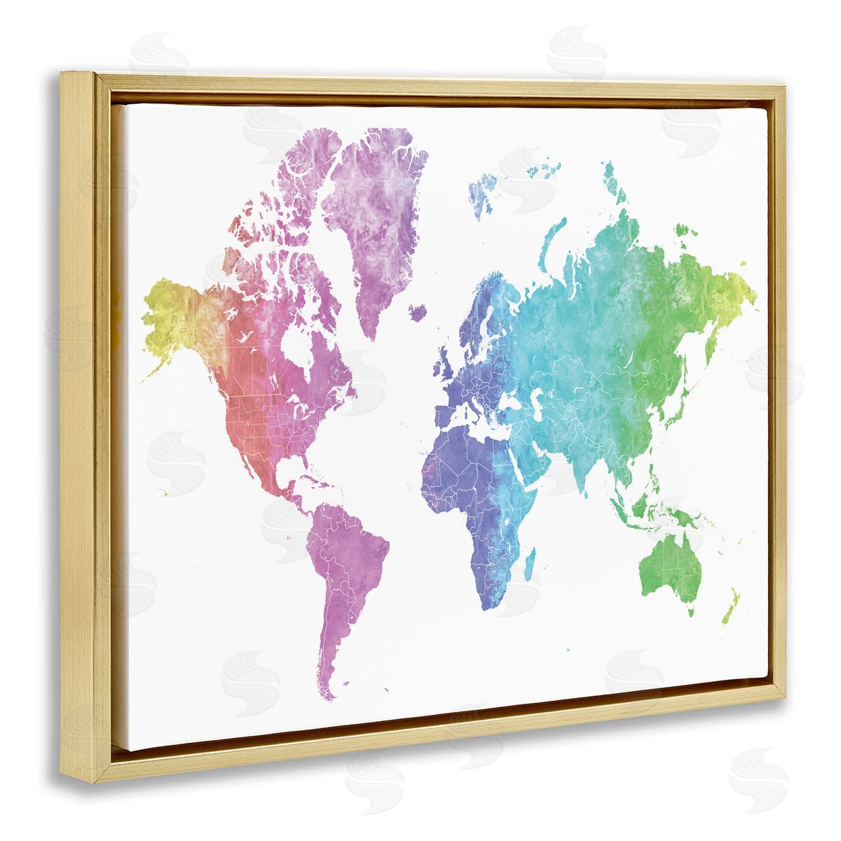 BlursByAI Modern Rainbow Map of the World Transitioning Tones