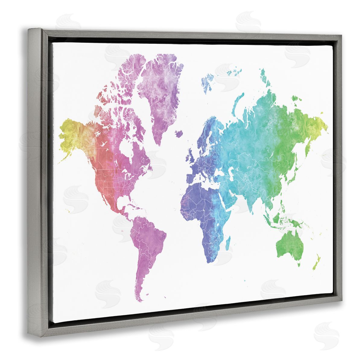 BlursByAI Modern Rainbow Map of the World Transitioning Tones
