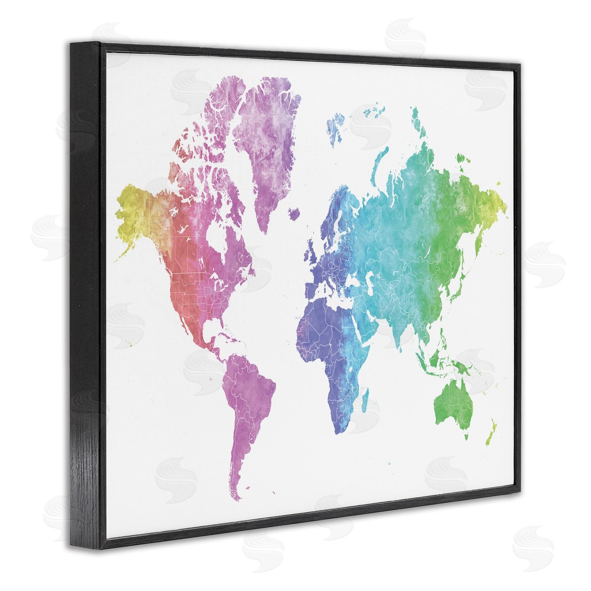 BlursByAI Modern Rainbow Map of the World Transitioning Tones