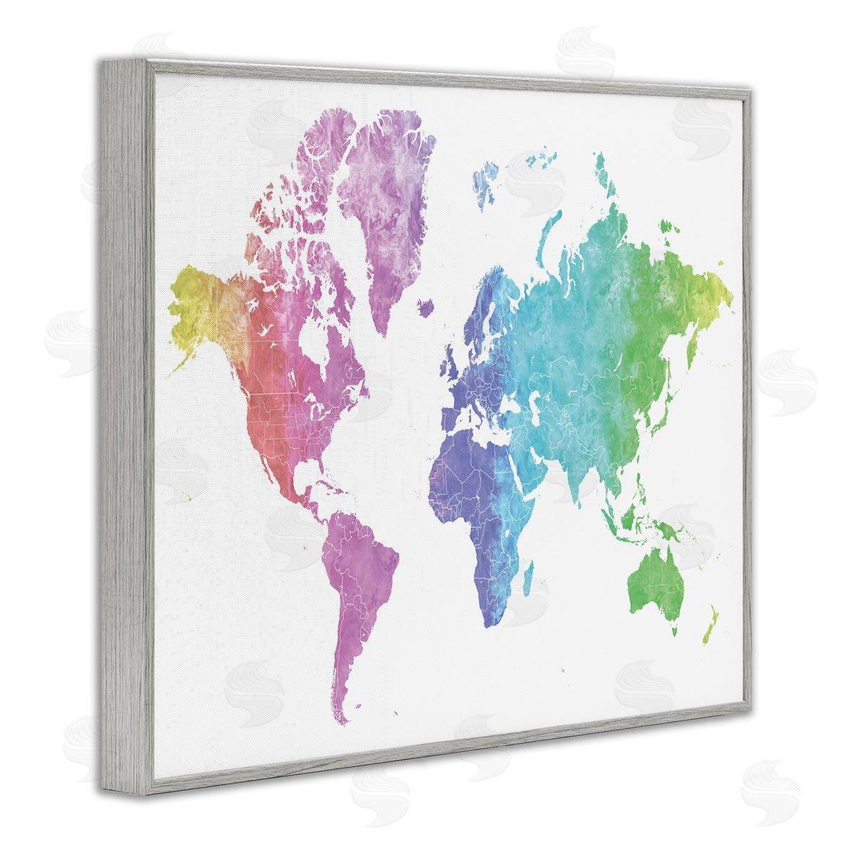BlursByAI Modern Rainbow Map of the World Transitioning Tones
