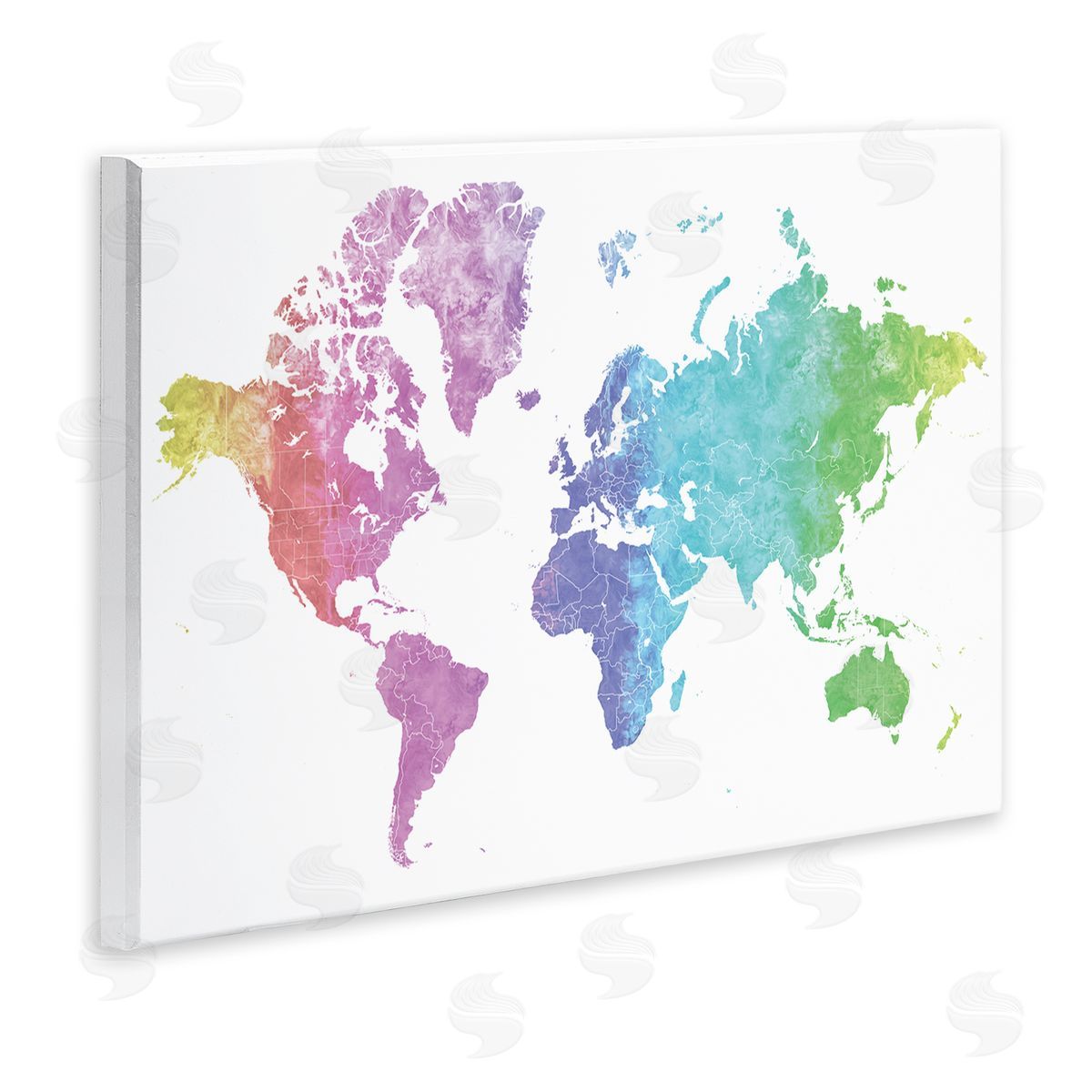 BlursByAI Modern Rainbow Map of the World Transitioning Tones
