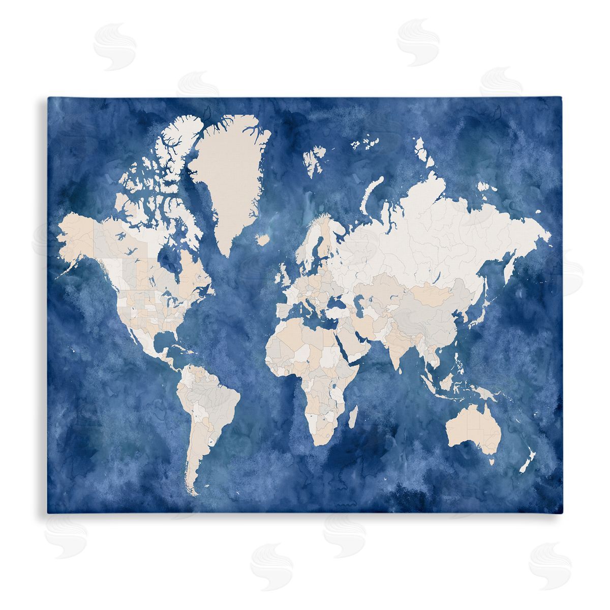 BlursByAI Country Border World Map Deep Blue Ocean