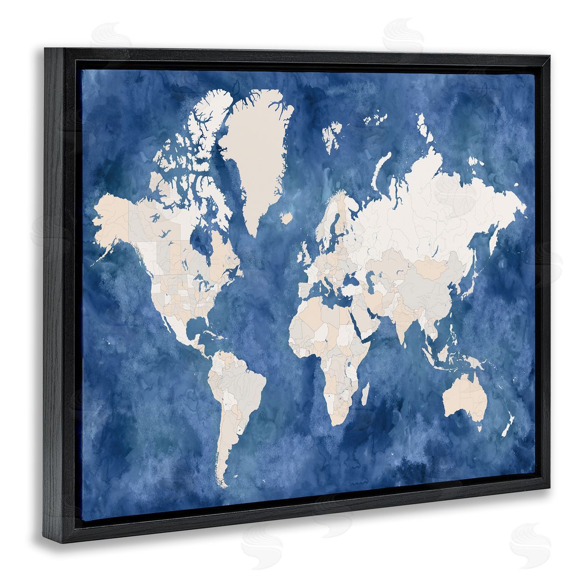 BlursByAI Country Border World Map Deep Blue Ocean
