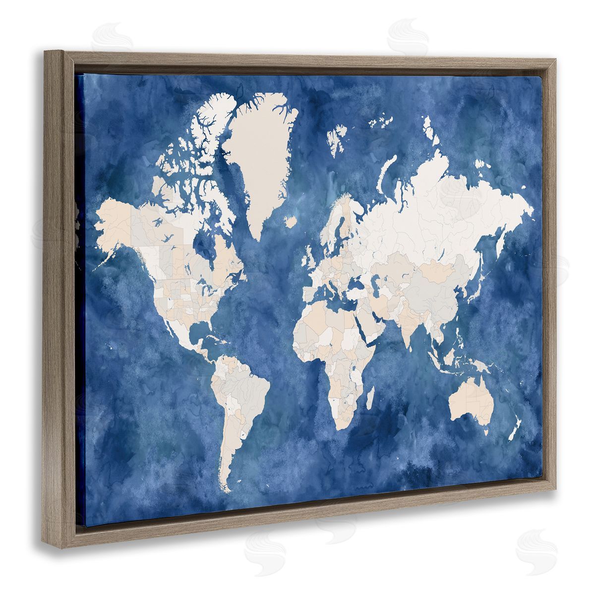 BlursByAI Country Border World Map Deep Blue Ocean