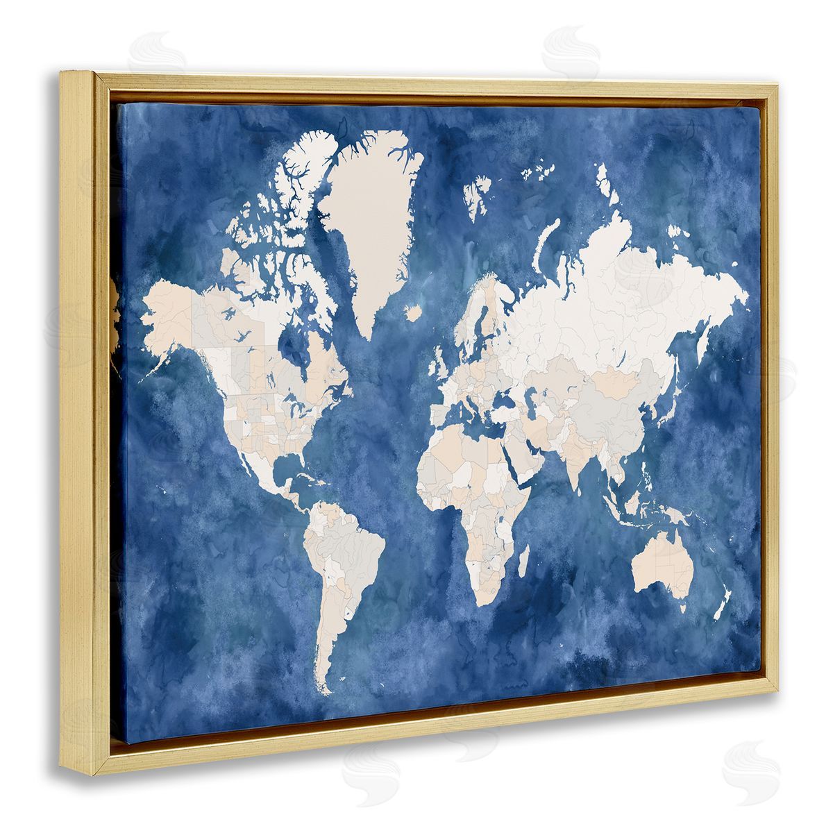 BlursByAI Country Border World Map Deep Blue Ocean