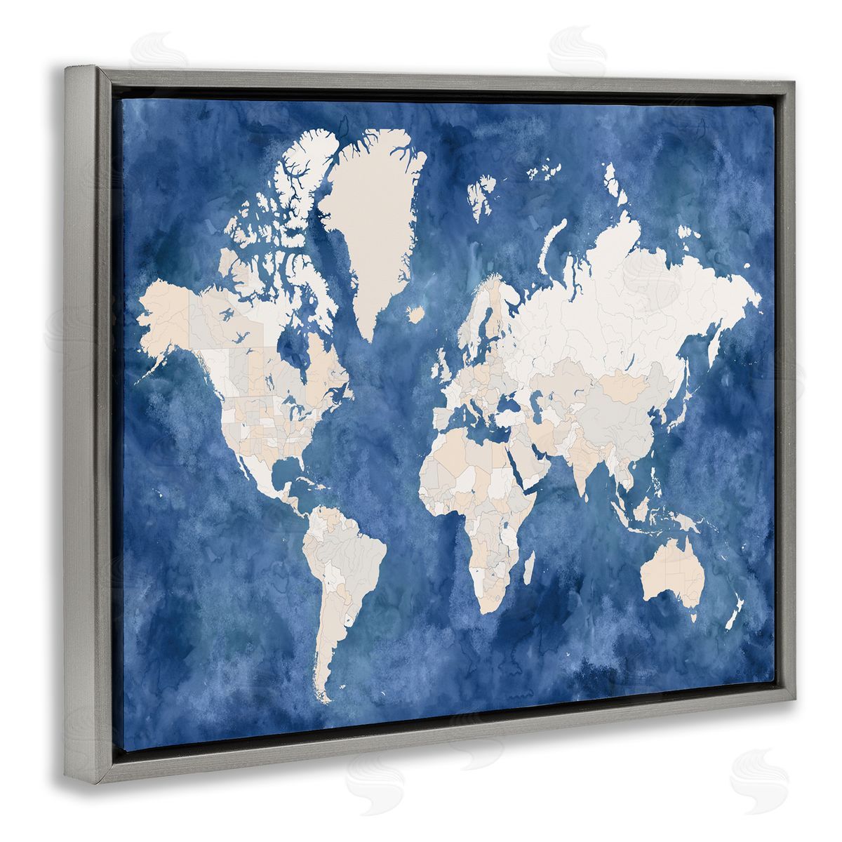 BlursByAI Country Border World Map Deep Blue Ocean