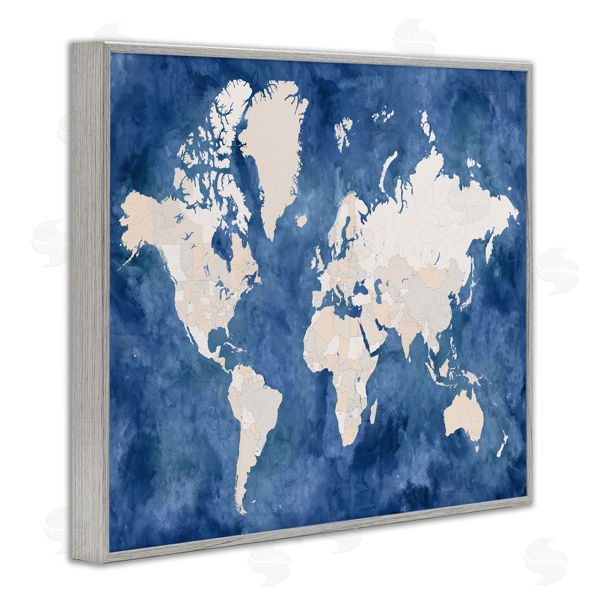 BlursByAI Country Border World Map Deep Blue Ocean
