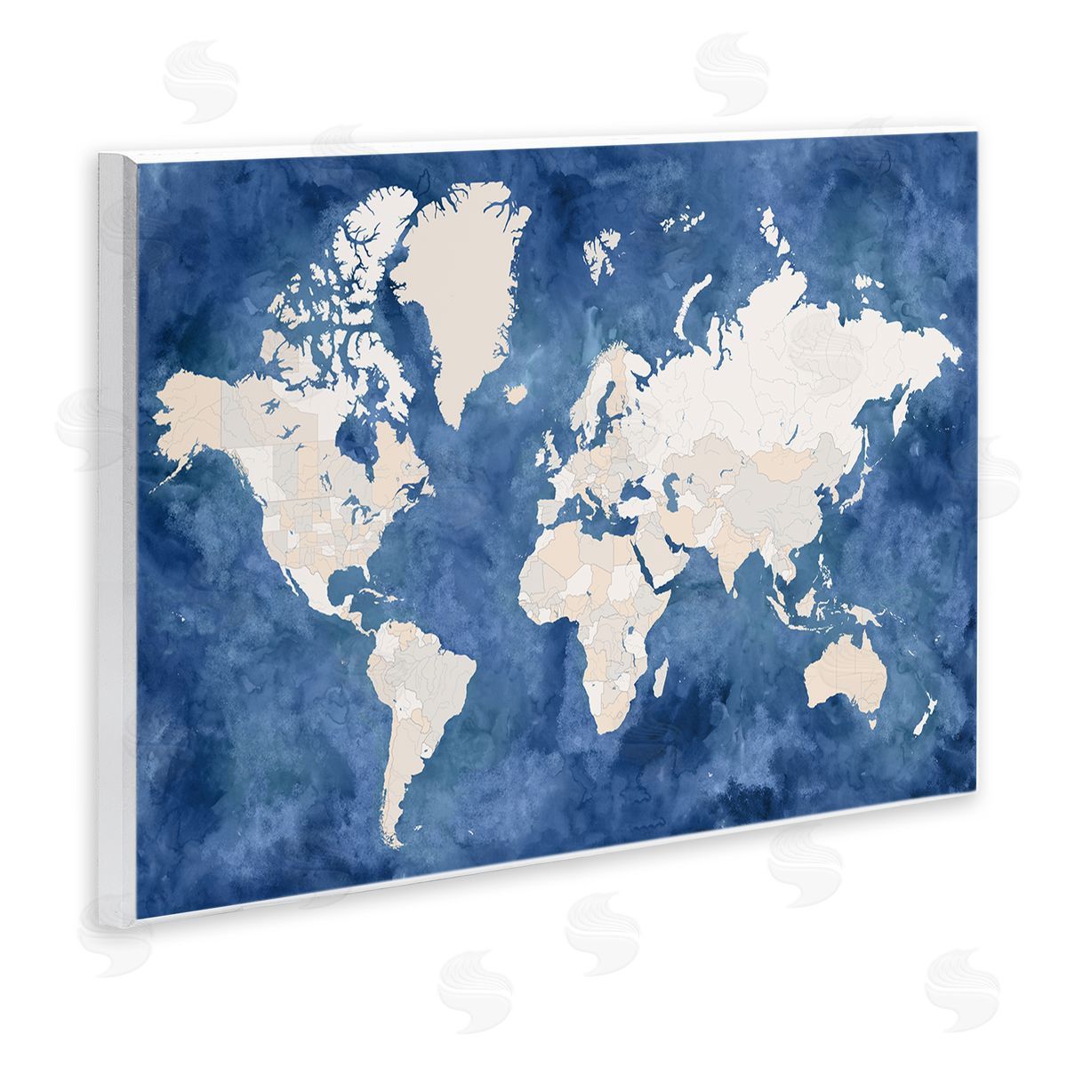 BlursByAI Country Border World Map Deep Blue Ocean