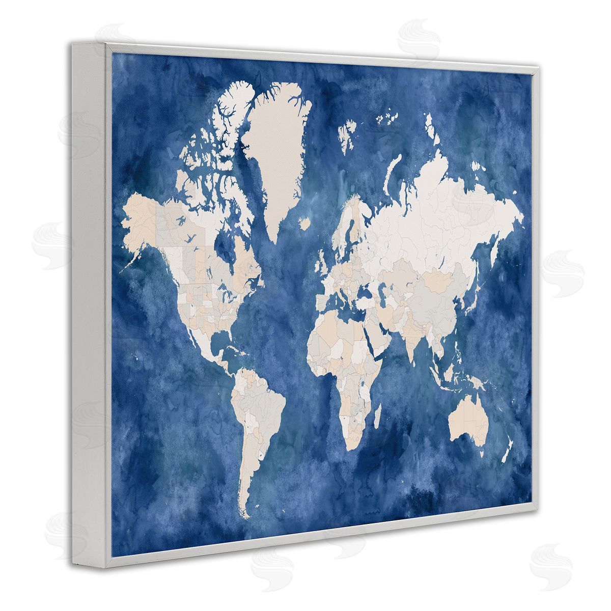 BlursByAI Country Border World Map Deep Blue Ocean