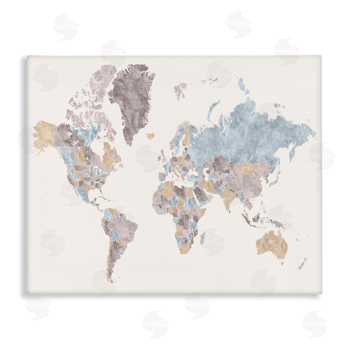 BlursByAI World Map with Borders Contrasting Regional Tones