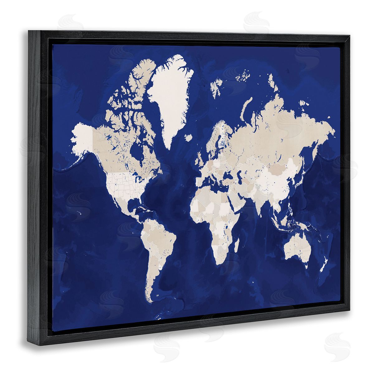 BlursByAI Traditional World Map Neutral Tone Continents On Blue
