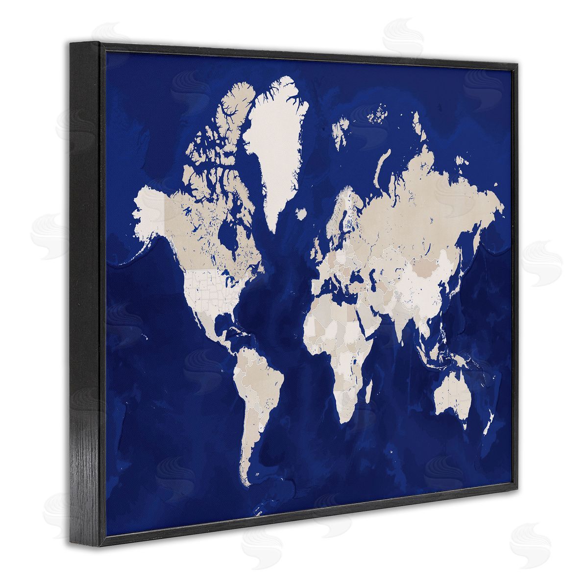 BlursByAI Traditional World Map Neutral Tone Continents On Blue