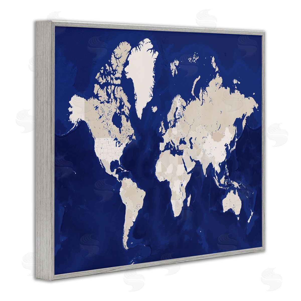 BlursByAI Traditional World Map Neutral Tone Continents On Blue