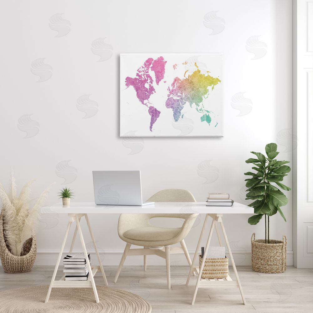 BlursByAI Modern World Map Cool Warm Tone Ombre