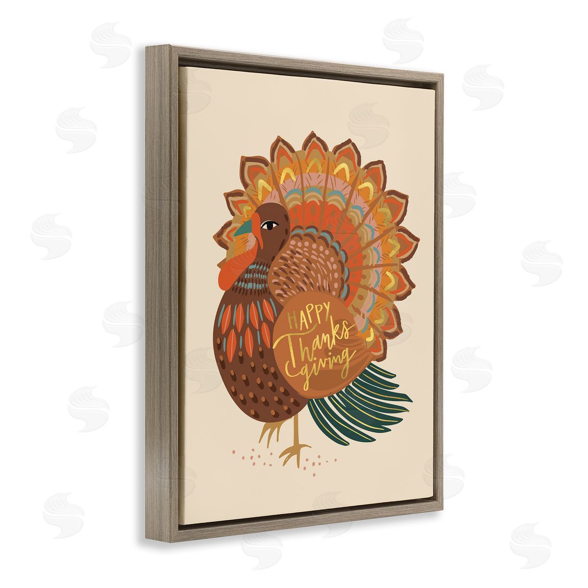 Caroline Alfr_sideeds Happy Thanksgiving Festive Orange Wild Turkey Patterned