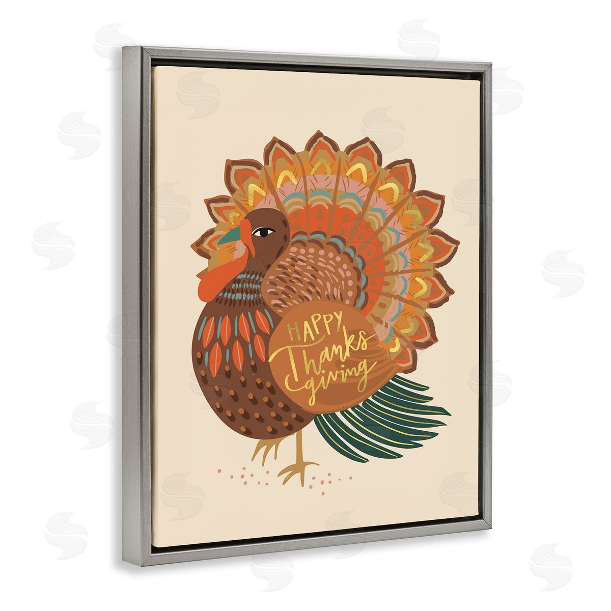 Caroline Alfr_sideeds Happy Thanksgiving Festive Orange Wild Turkey Patterned