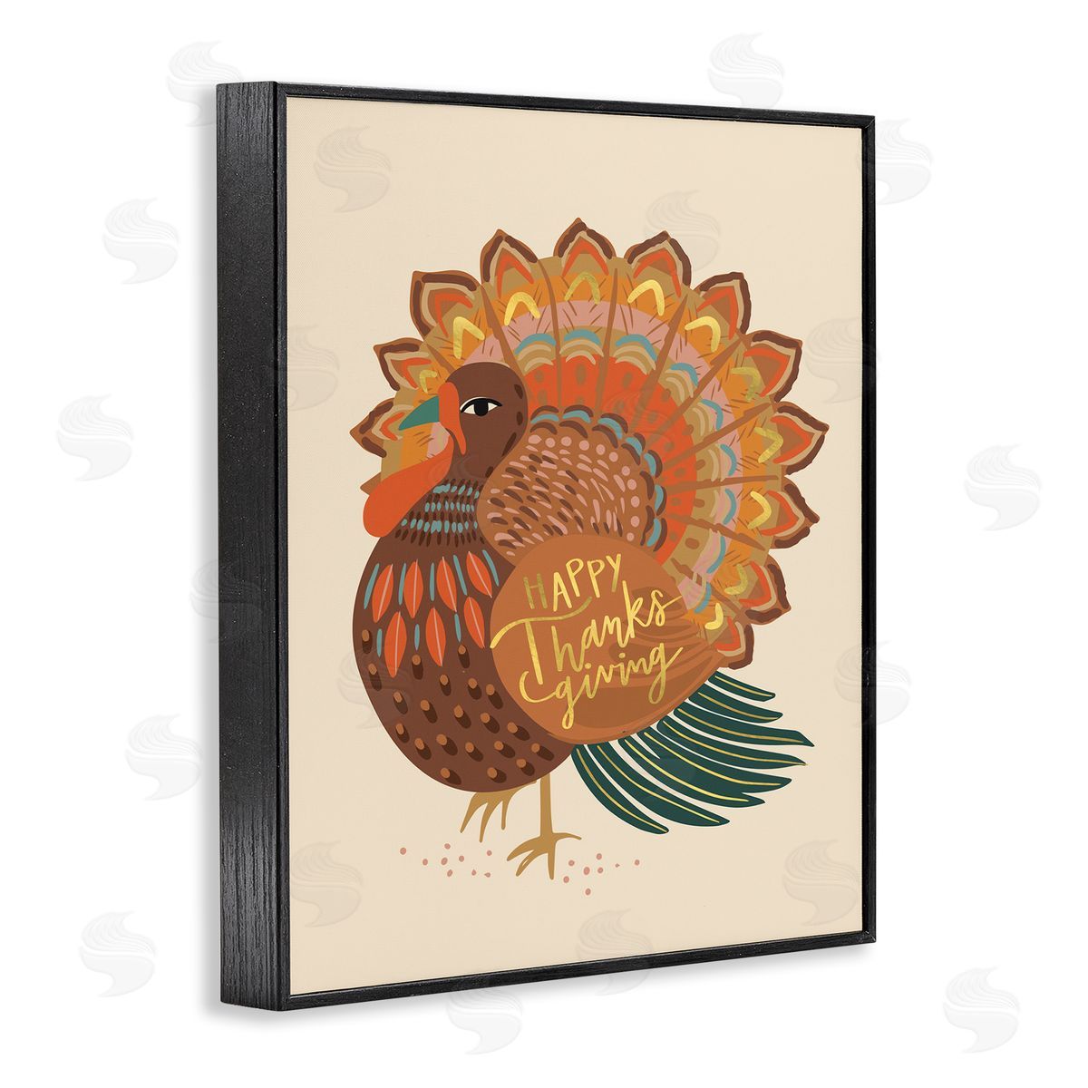 Caroline Alfr_sideeds Happy Thanksgiving Festive Orange Wild Turkey Patterned