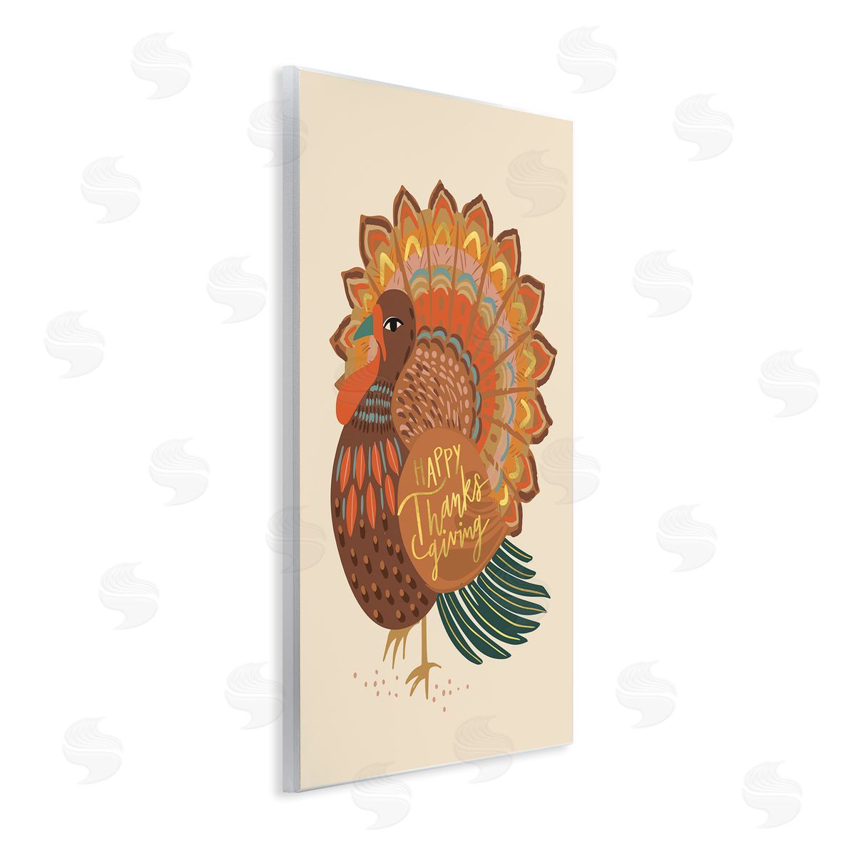 Caroline Alfr_sideeds Happy Thanksgiving Festive Orange Wild Turkey Patterned