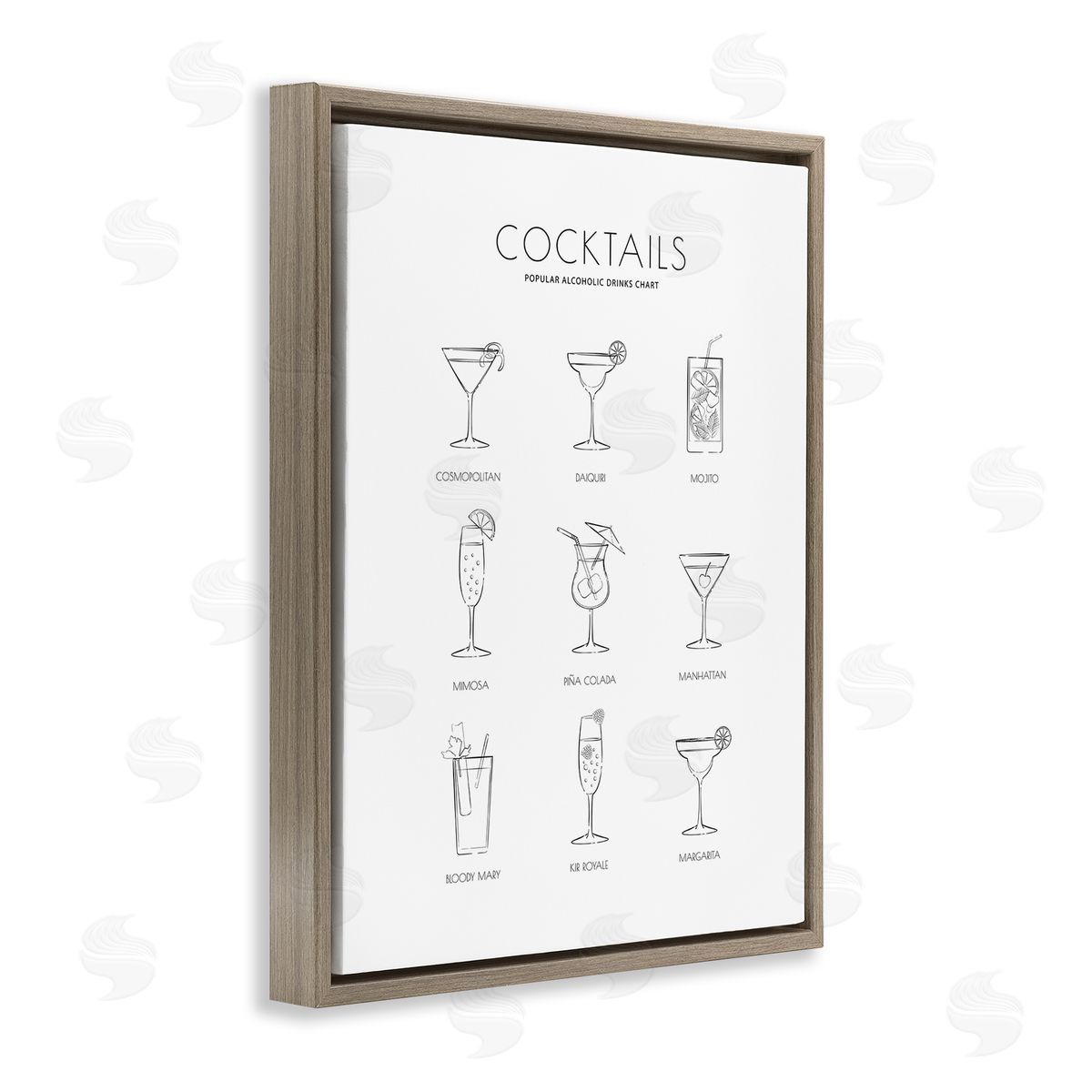 Martina Pavlova Popular Alcoholic Drink Chart Fun Minimal Cocktail Glasses