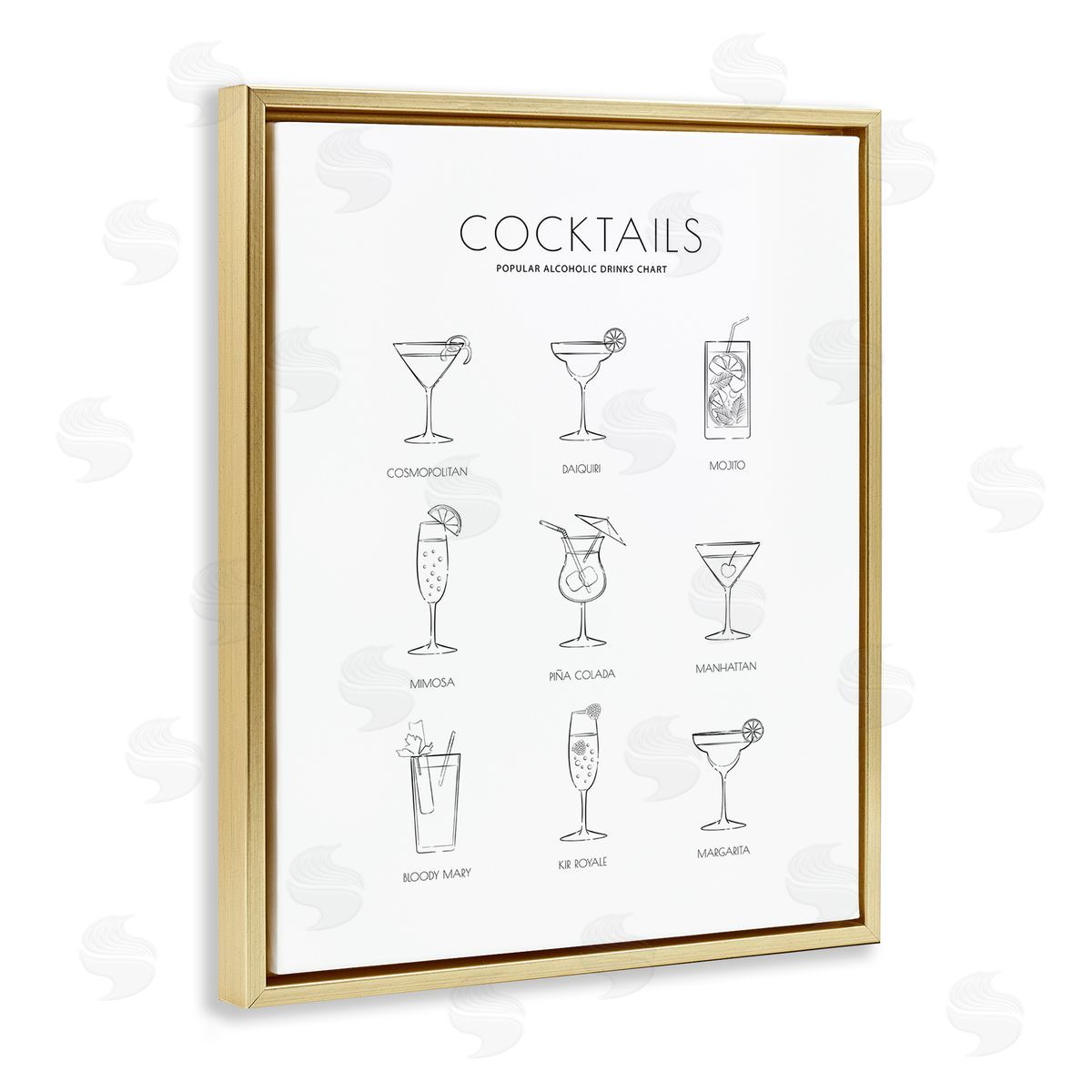 Martina Pavlova Popular Alcoholic Drink Chart Fun Minimal Cocktail Glasses