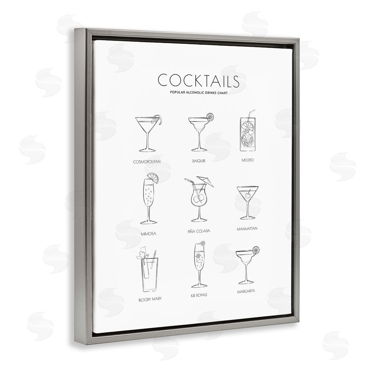 Martina Pavlova Popular Alcoholic Drink Chart Fun Minimal Cocktail Glasses