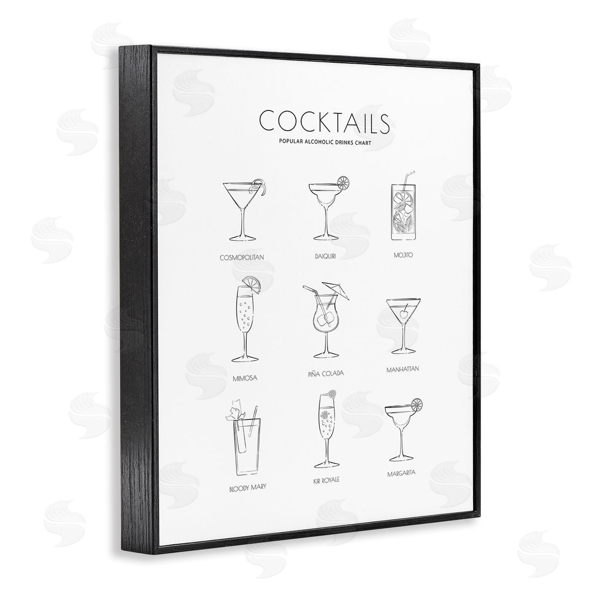 Martina Pavlova Popular Alcoholic Drink Chart Fun Minimal Cocktail Glasses