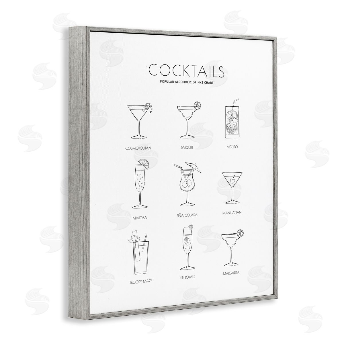 Martina Pavlova Popular Alcoholic Drink Chart Fun Minimal Cocktail Glasses