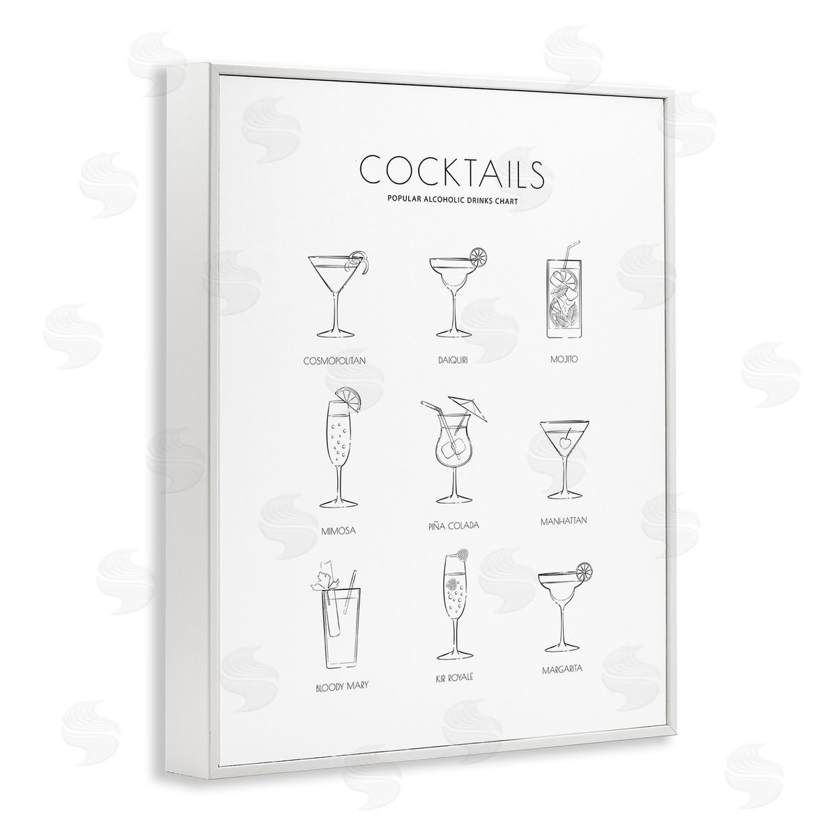 Martina Pavlova Popular Alcoholic Drink Chart Fun Minimal Cocktail Glasses