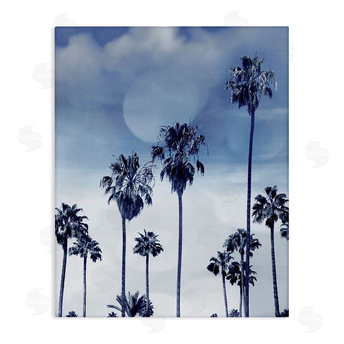 Devon Davis Tall Tropical Pine Trees Monochromatic Blue Landscape