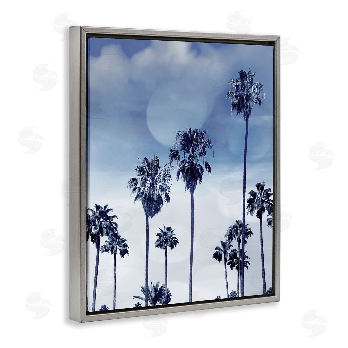 Devon Davis Tall Tropical Pine Trees Monochromatic Blue Landscape