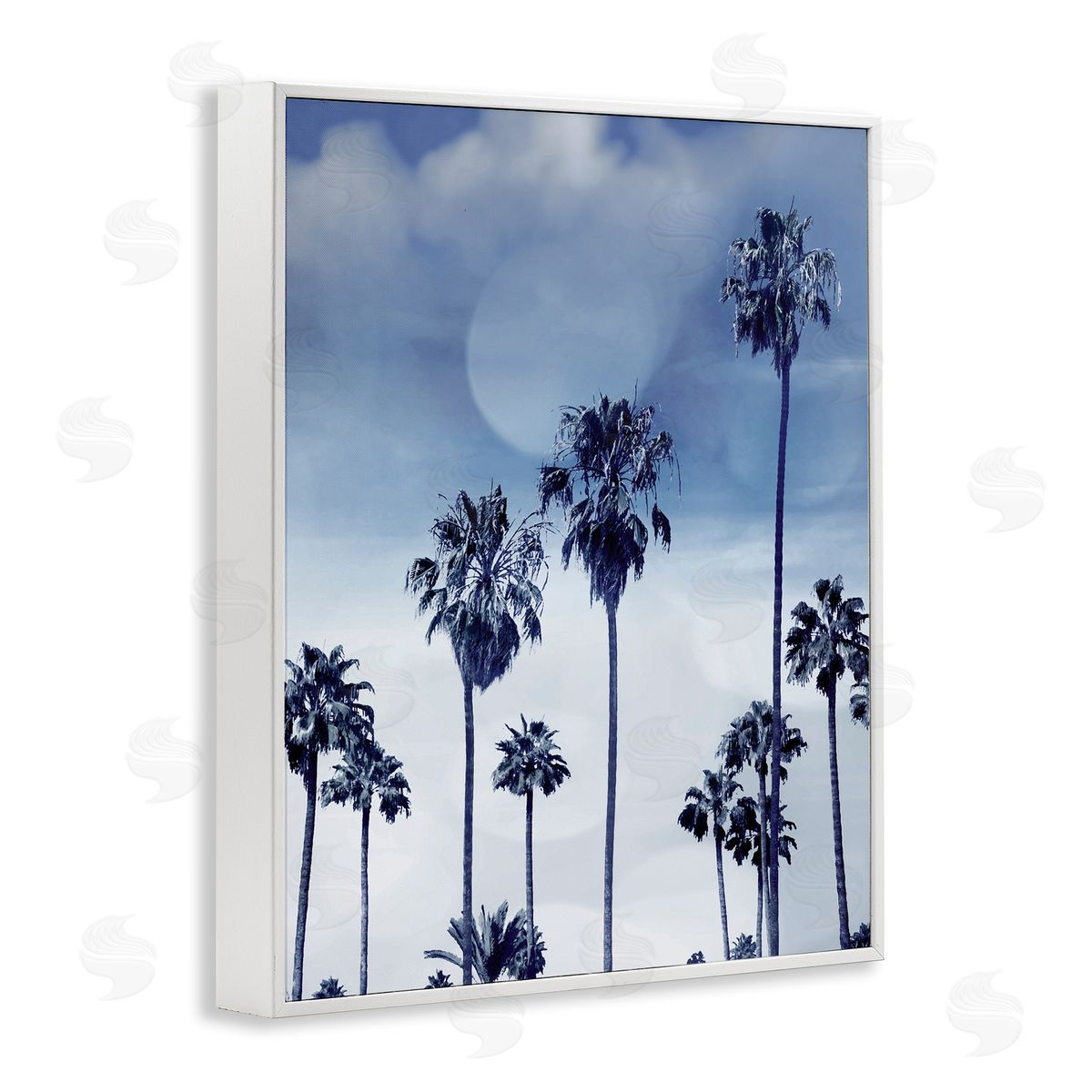 Devon Davis Tall Tropical Pine Trees Monochromatic Blue Landscape