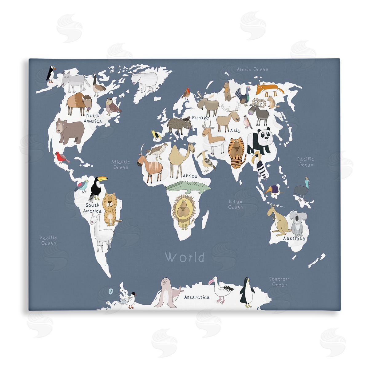Carla Daly Adorable Animal World Map Kid's Lion Tiger Bear