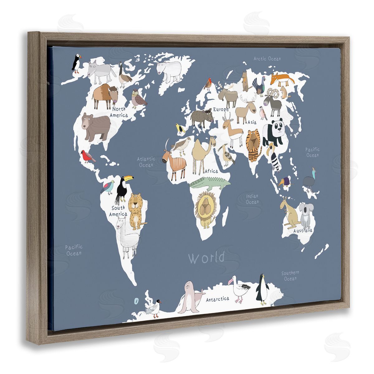 Carla Daly Adorable Animal World Map Kid's Lion Tiger Bear