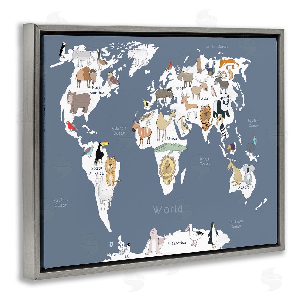 Carla Daly Adorable Animal World Map Kid's Lion Tiger Bear