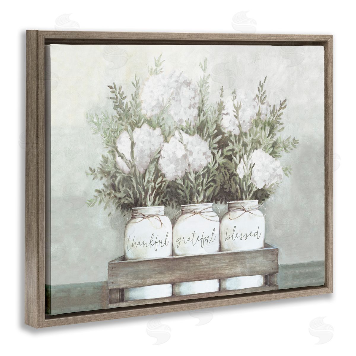 Pristine Hydrangea Bouquet Brown Floating Frame Canvas Wall Art, Home Decor by Dogwood Portfolio