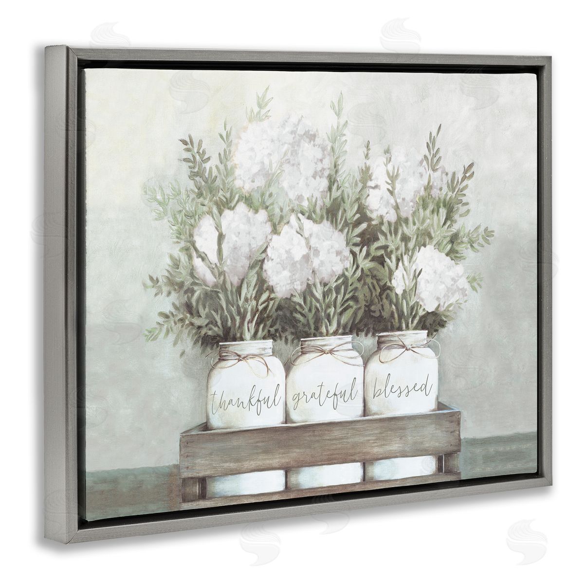 Pristine Hydrangea Bouquet Grey Floating Frame Canvas Wall Art, Home Decor by Dogwood Portfolio