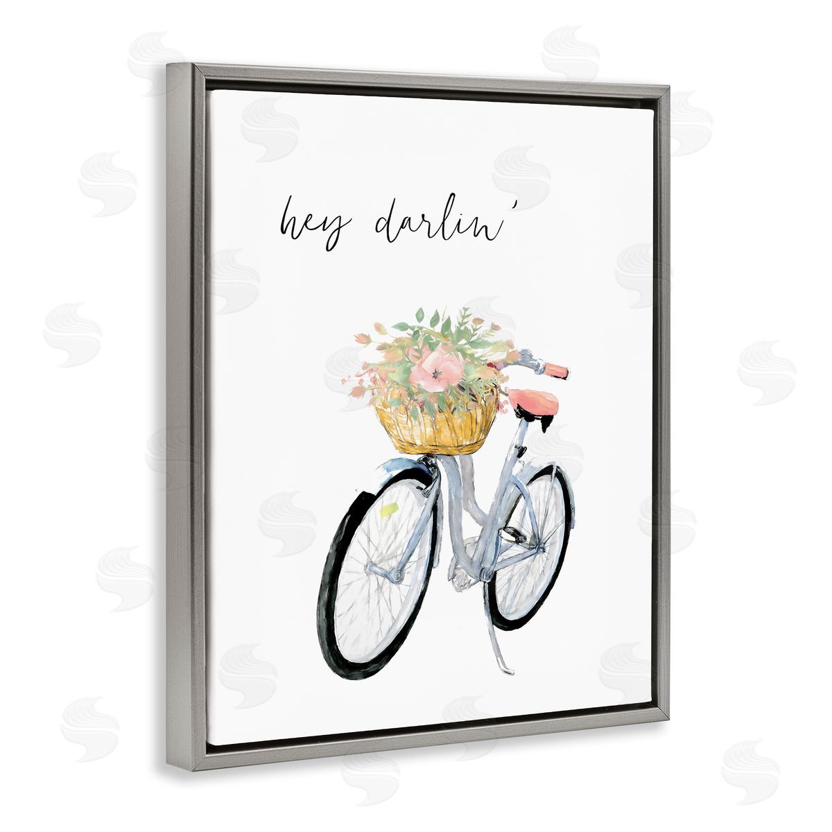 Dogwood Portfolio Hey Darlin' Phrase Blue Handlebar Bicycle Floral Basket